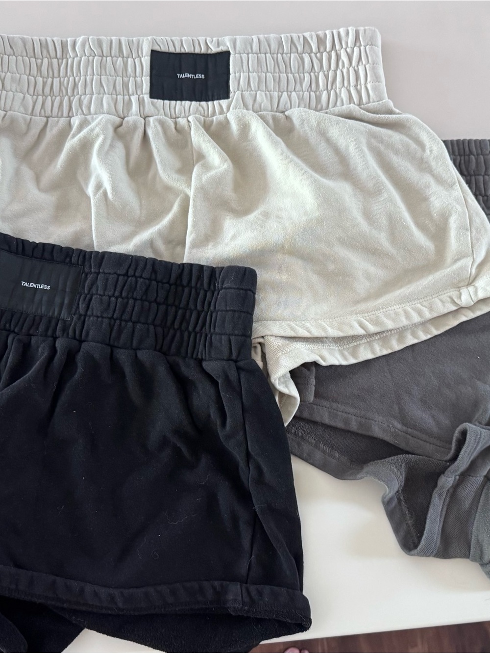 TALENTLESS  Elastic-Waist Shorts - Black, Cream, Gray